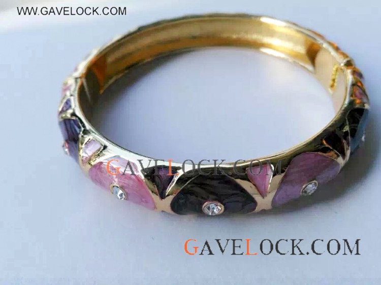 Diamond With Colorful Heart Punk Bangle